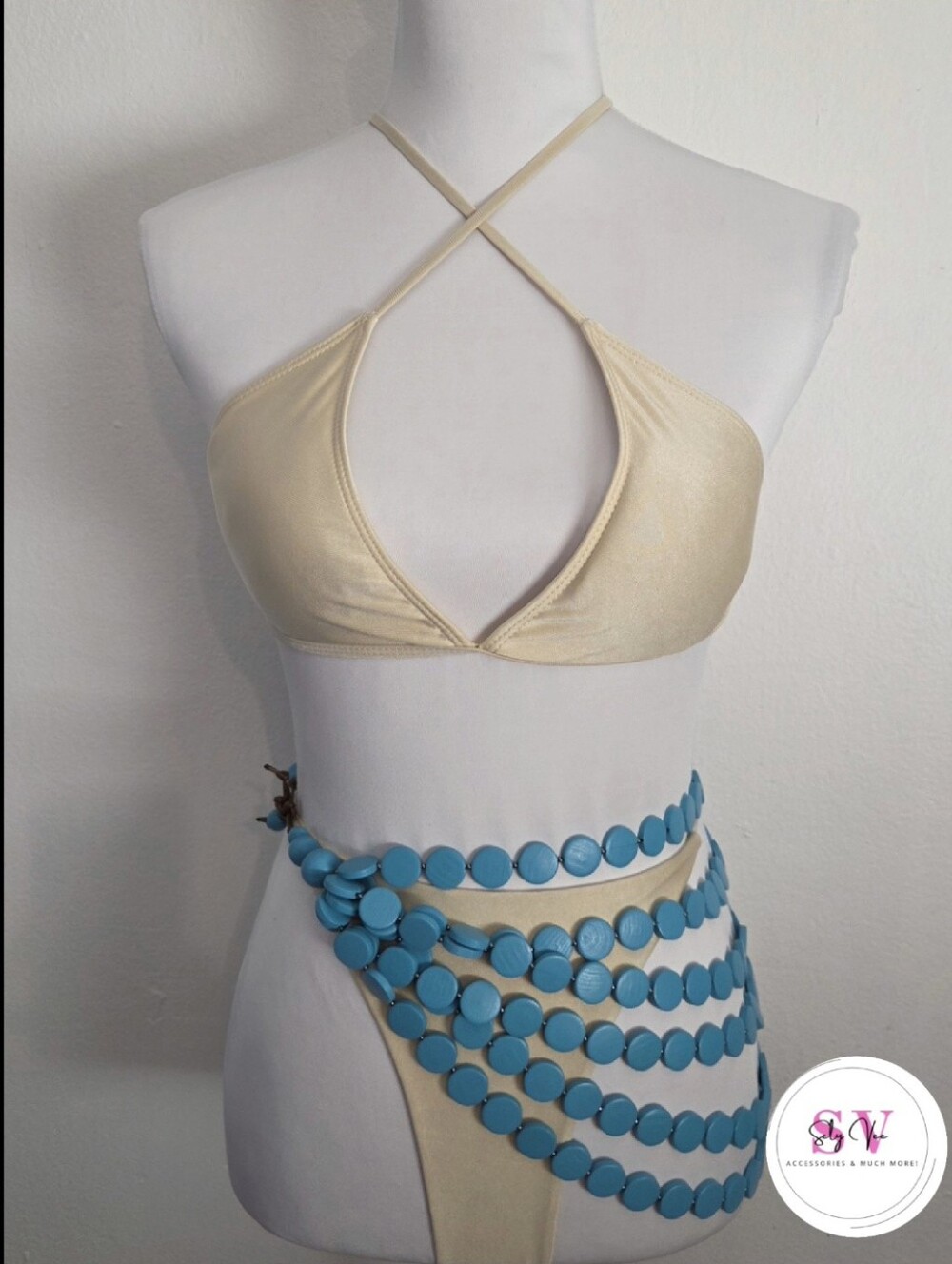 Turquoise Layered Cover Up Belt Ties on the side - Picture 1 of 9